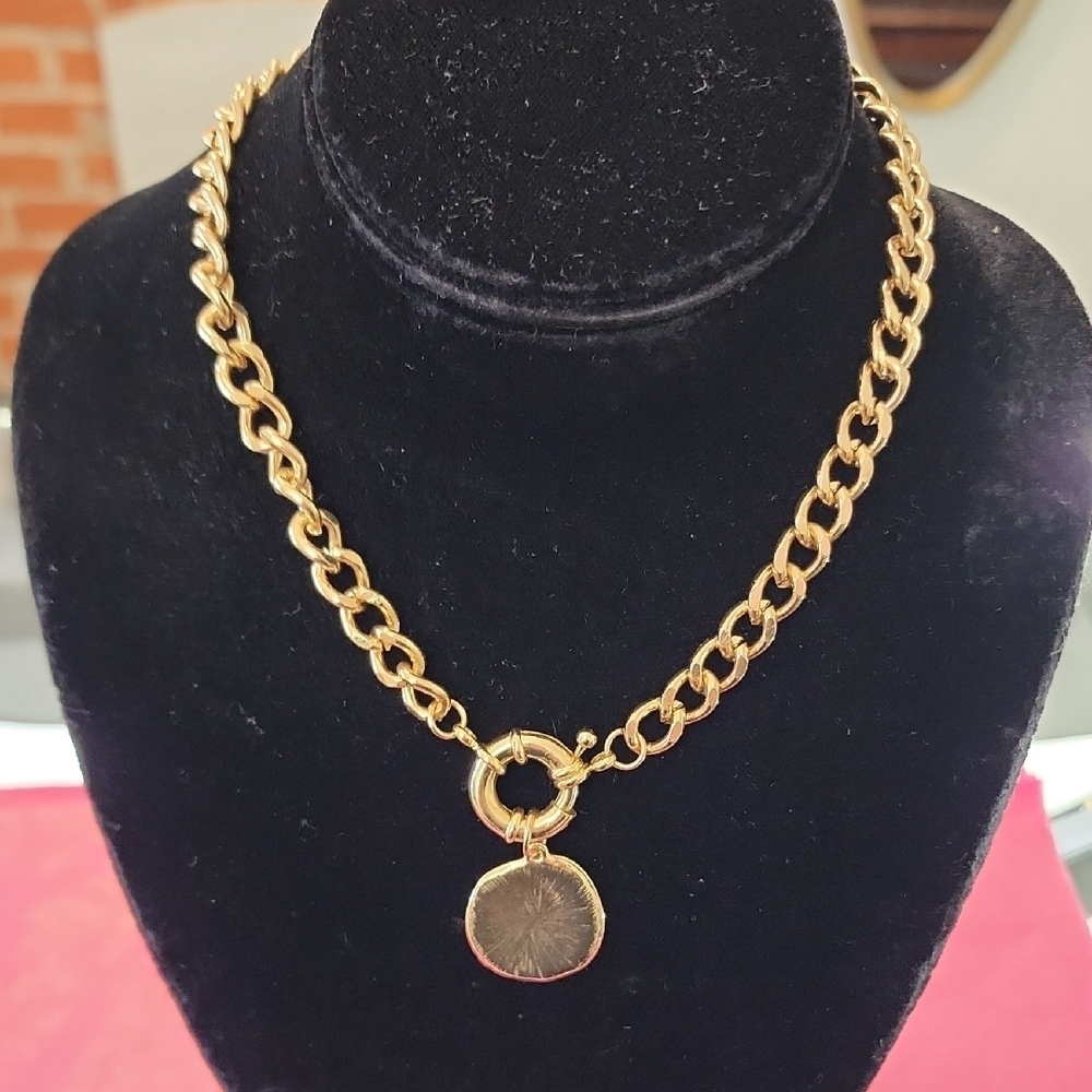 Gold Tone Pedant Chain Necklace Adjustable NWOT